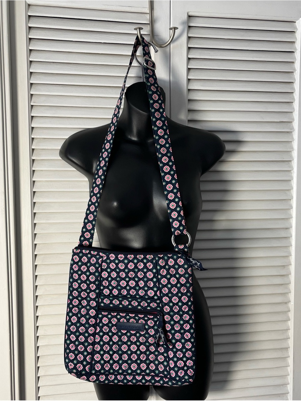 Vera Bradley Hipster crossbody bag - Petal Dots Navy Pink Green Quilted Retired